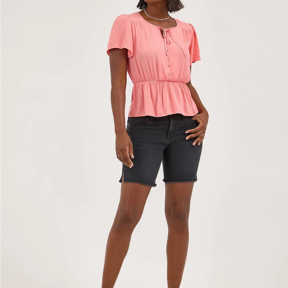 Lee Peplum Flowy Boho Coral Blouse